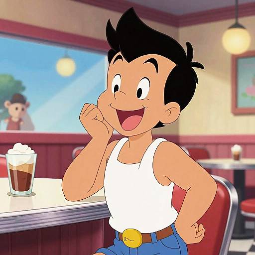 Johnny Bravo Flirting in Cartoon Diner