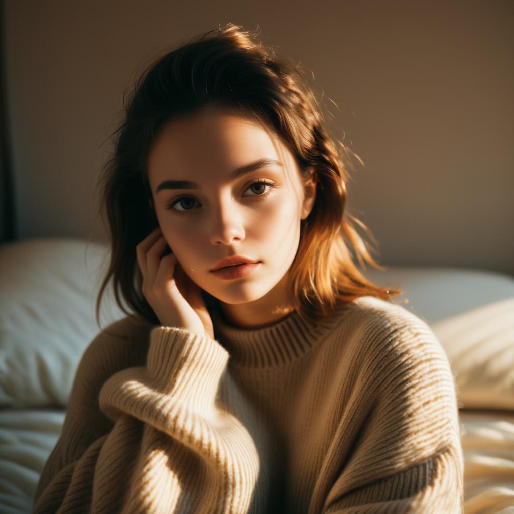 Cozy Portrait of a Young Woman