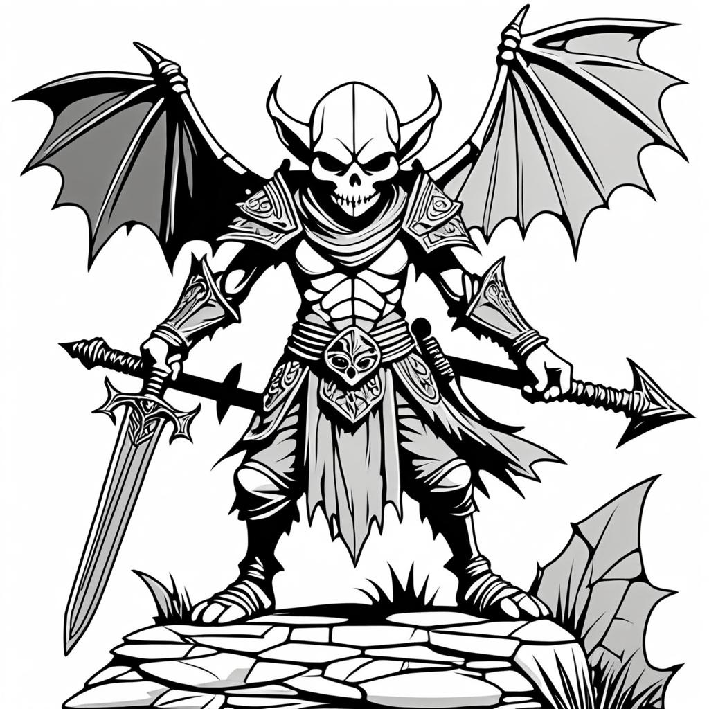 Skeletal Goblin Warrior with Wings