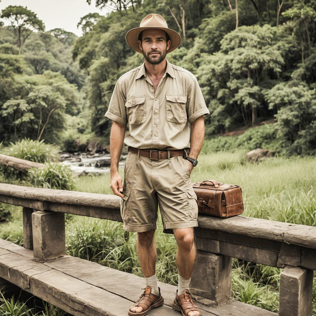 Adventure-Ready Man in Safari Setting