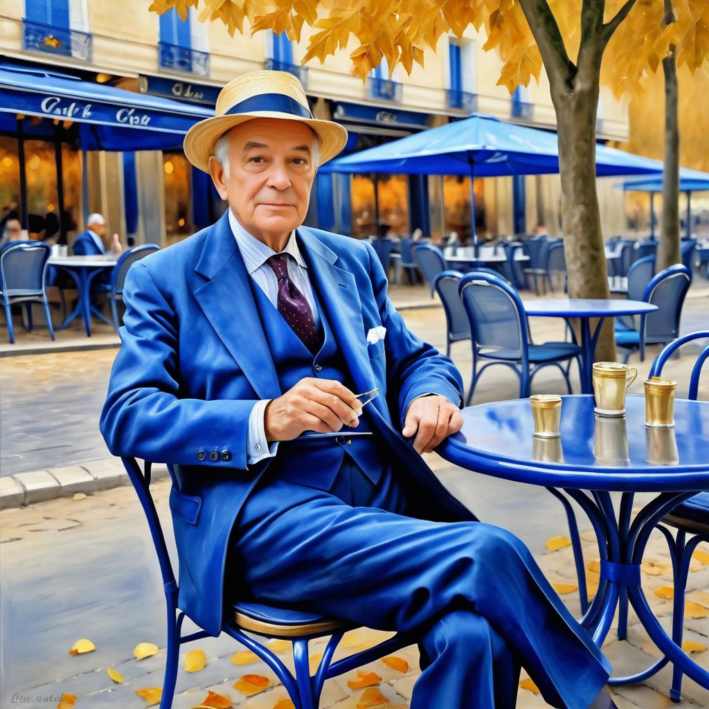 Charming Elderly Man at Parisian Café