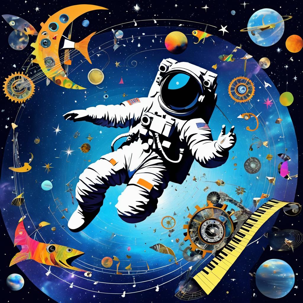 Surreal Astronaut Dance in Cosmic Chaos