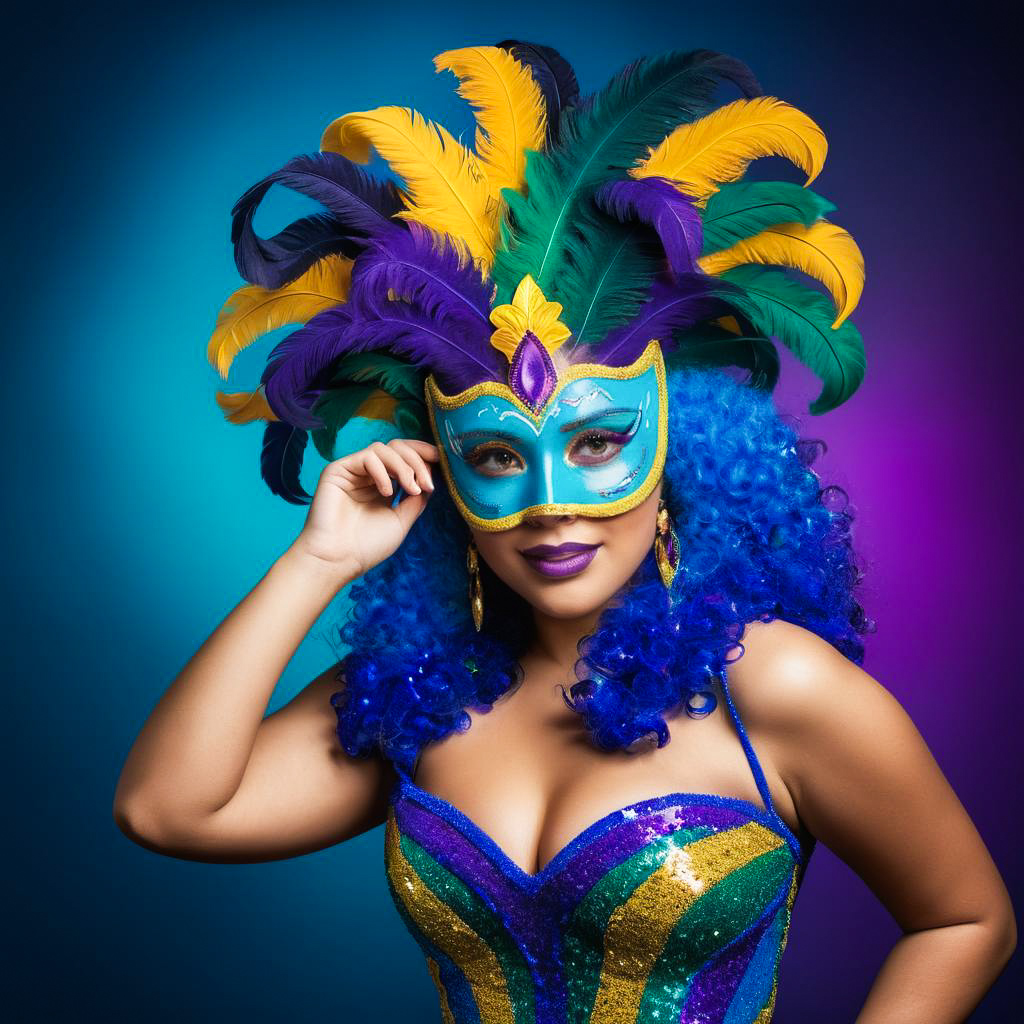 Vibrant Mardi Gras Celebration Portrait