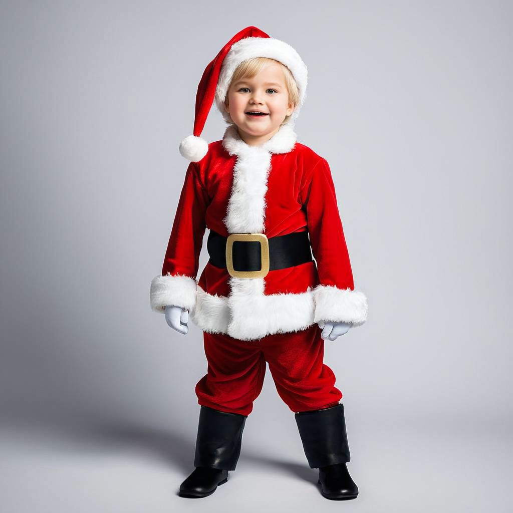 Delighted Boy in Santa Claus Costume