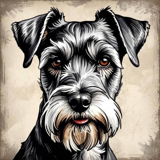 Majestic Schnauzer Portrait in Vintage Style