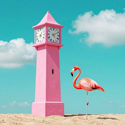 Vibrant Surreal Clock Tower Scene
