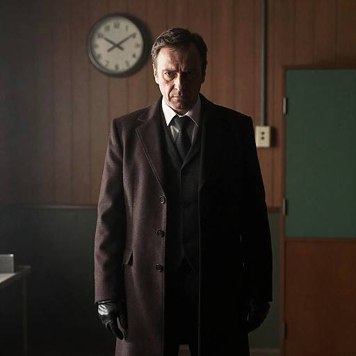 Intense Man in Smoky Room Scene