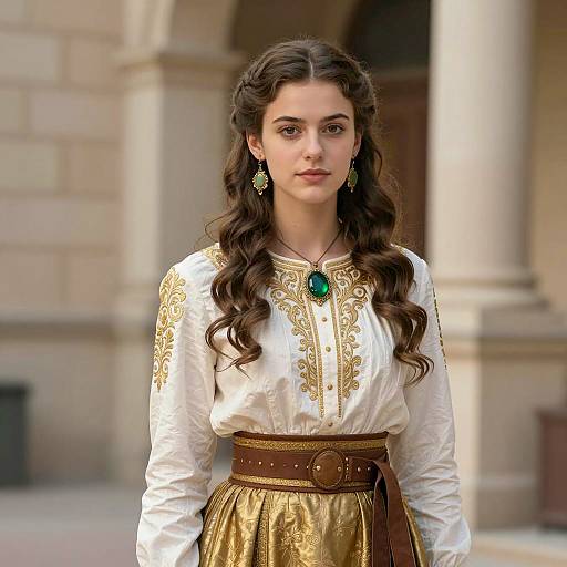 Elegant Young Woman in Historical Costume