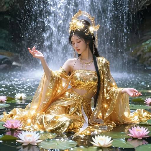 Oxum Goddess in Radiant Golden Splendor