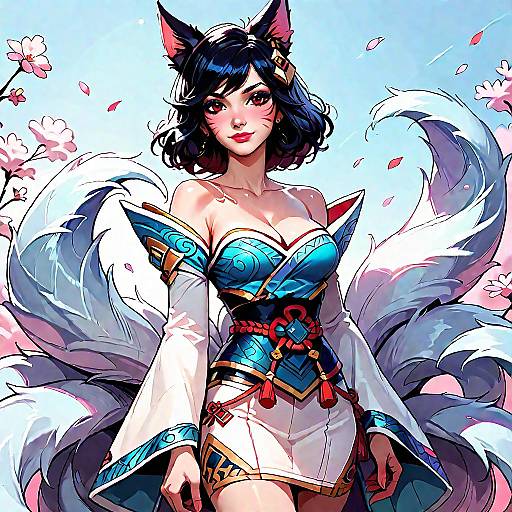 Cute Ahri-Inspired Fox Spirit in Hanbok