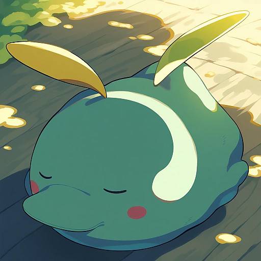 Illustration of Gulpin, pokemon in the style of Moyori