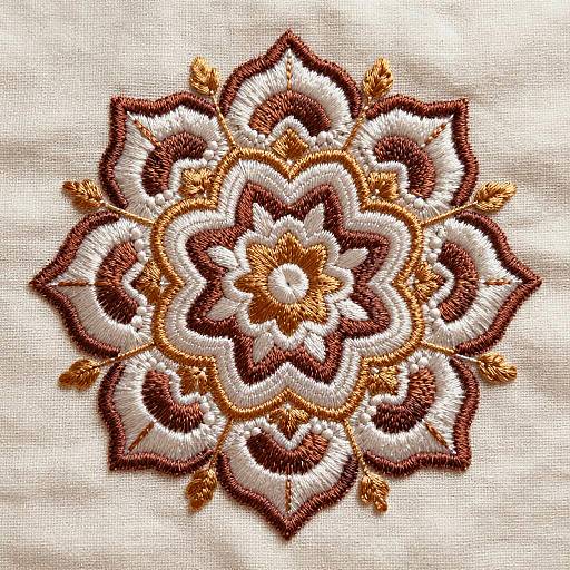 Delicate Hand-Stitched Floral Mandala