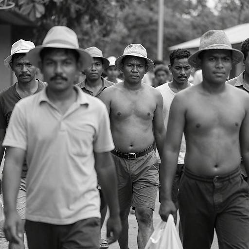 Black and White Street Scene with Men