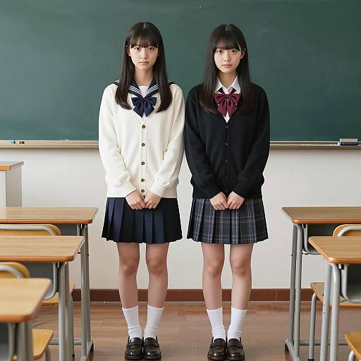 Japanese Schoolgirls in Classroom Setting