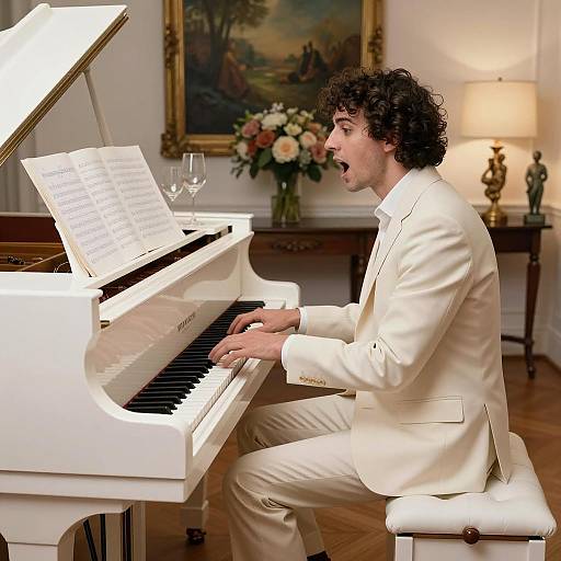 Elegant Pianist in Warm Atmosphere