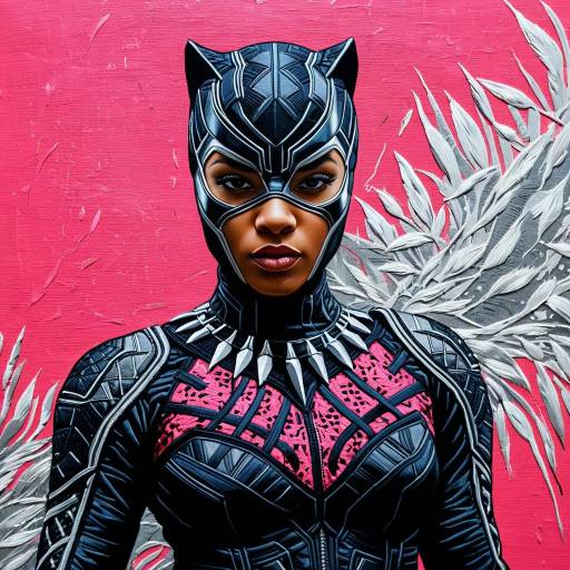 Black Panther Woman Embroidery Lace Painting