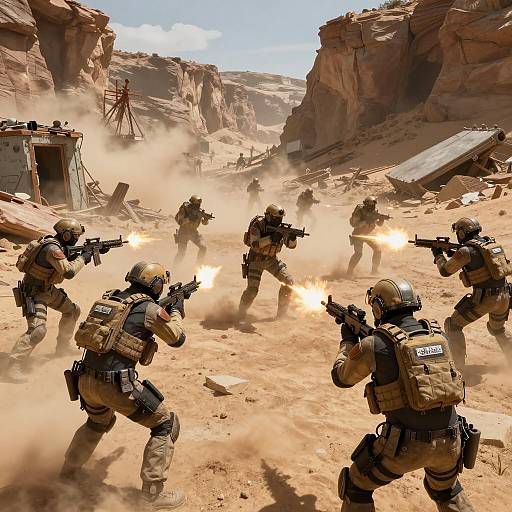 High-Tech Spec-Ops Team in Desert Canyon
