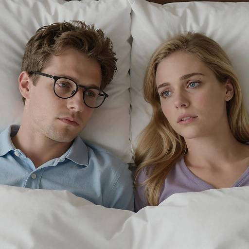 Close-Up Portrait of Couple in Bed