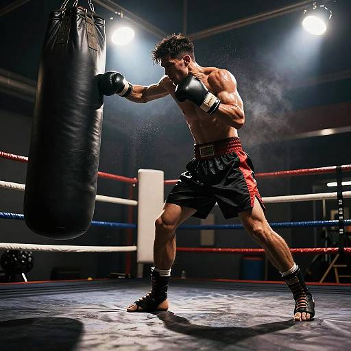 Fierce Boxer Training in Dramatic Light