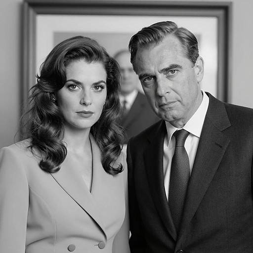 Black and White Formal Portrait of Man and Woman