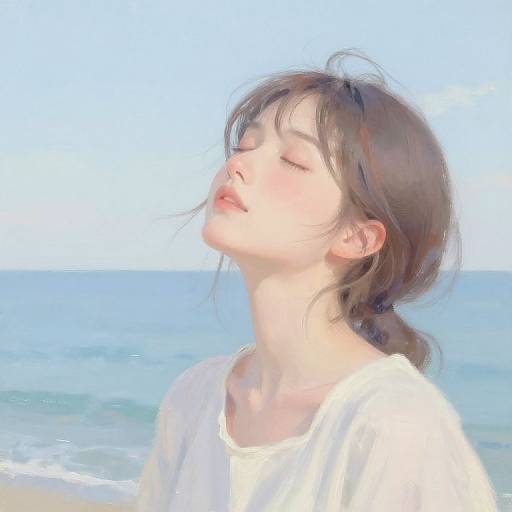 Relieved Expression by Calm Sea