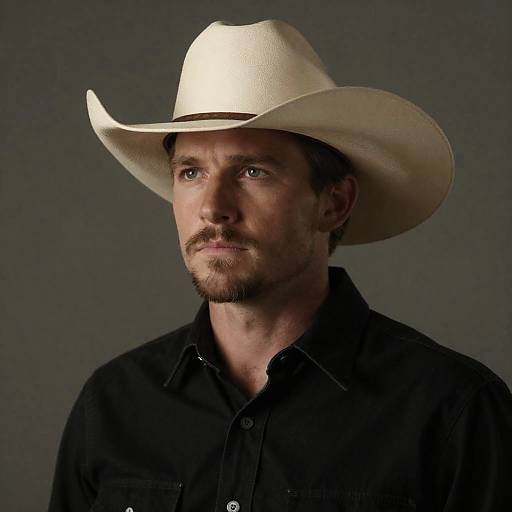 Serious Man Wearing Cowboy Hat