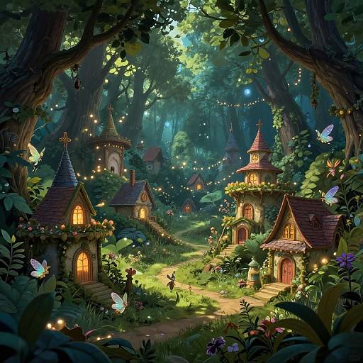 Whimsical Fairy Village in Enchanted Forest