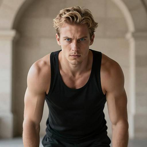 Muscular Man with Intense Gaze
