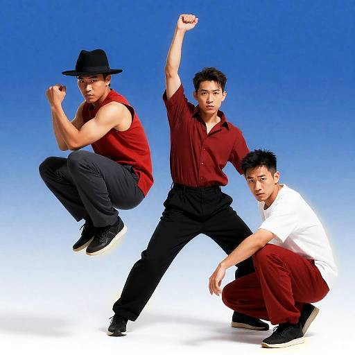 Dynamic Dance Trio in Vibrant Colors