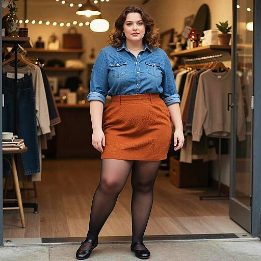 Plus-Size Chic in Vintage Boutique