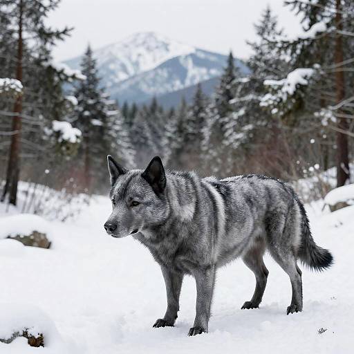 Metallic Wolf in Snowy Forest