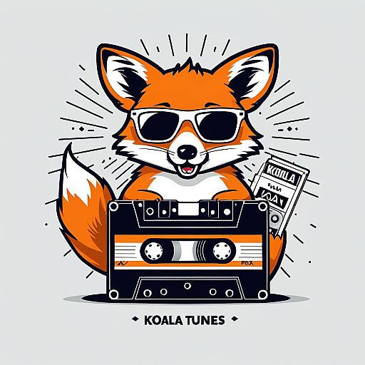 Cool Fox Logo with Cassette Tape
