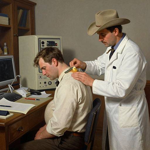 Surreal Cowboy Doctor Examining Gentleman