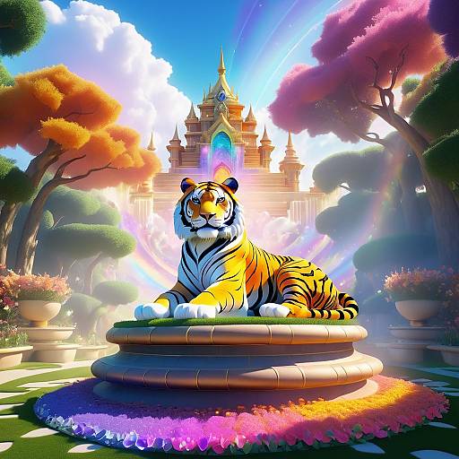 Regal Celestial Tiger on Ethereal Throne