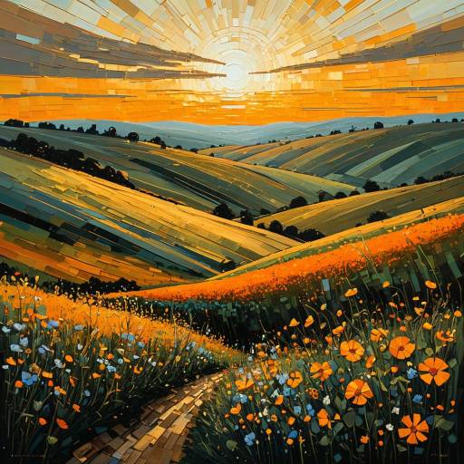 Vibrant Abstract Hills at Dawn Vibrant Abstract Hills at Dawn