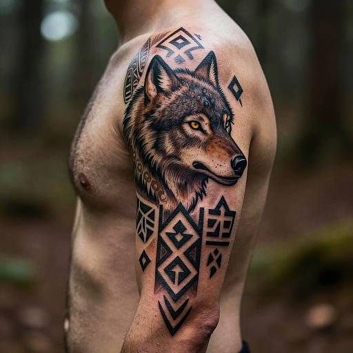 Veles Slavic Tribal Wolf Tattoo