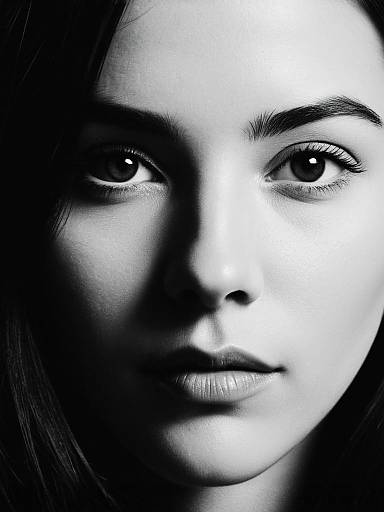 Close-up Black and White Portrait of Woman
