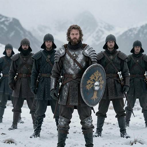 Epic Battle in a Snowy Landscape