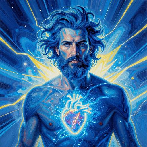 Electric Blue Bearded Man Portrait