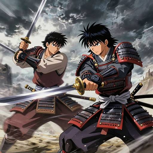 Epic Samurai Anime Battle Scene