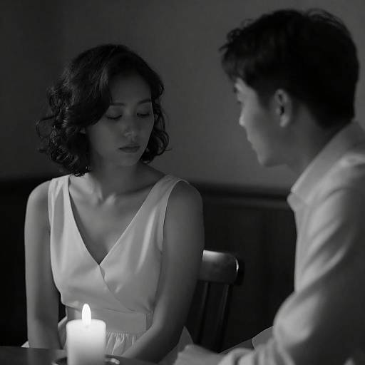 Intimate Black-and-White Portrait in Candlelight