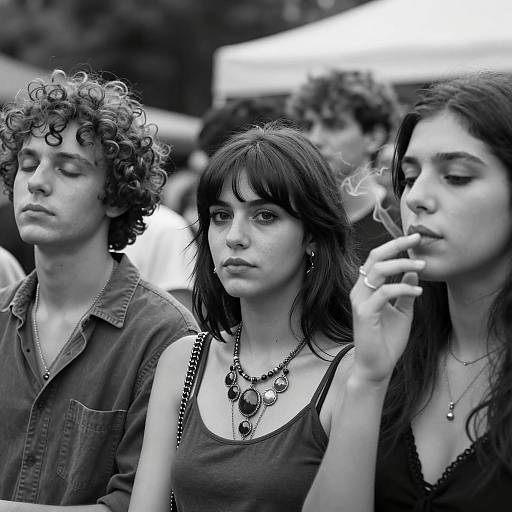 Crowd in Focus: A Black and White Scene