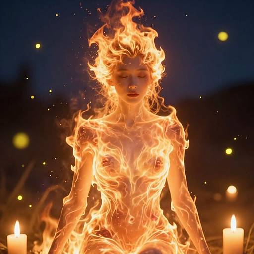 Ethereal Firewoman in Night Glow