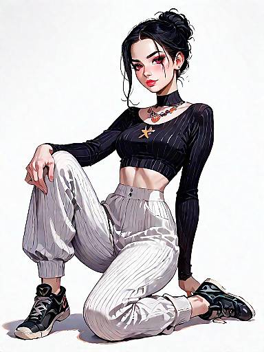 Stylish Woman in Casual Streetwear