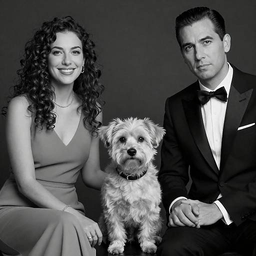 Classic Black-and-White Portrait with Dog