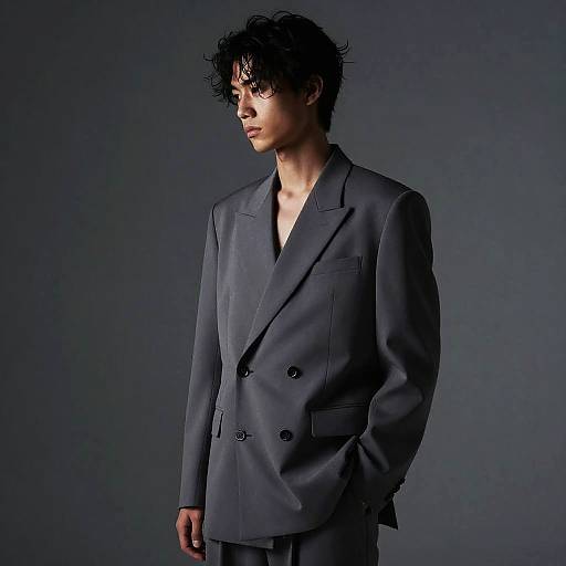 Androgynous Tailored Suit with Loose Bun