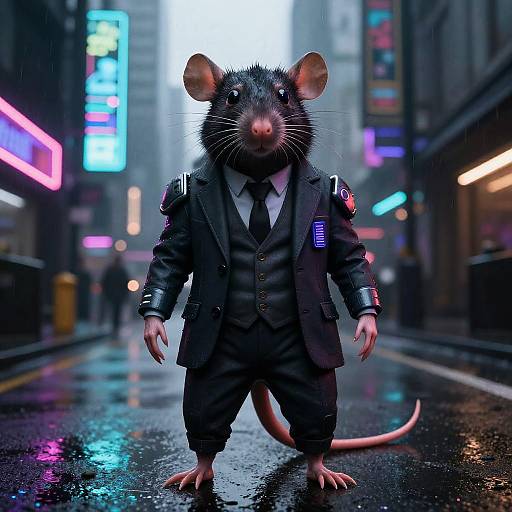 Cyberpunk Rat in Neon Suit