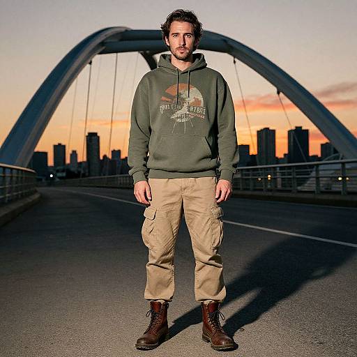 Photograph of a bearded man with curly hair, wearing a green 