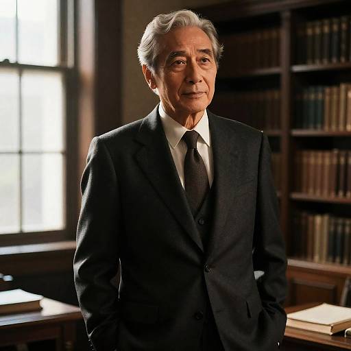 Dignified Gentleman in Sunlit Library
