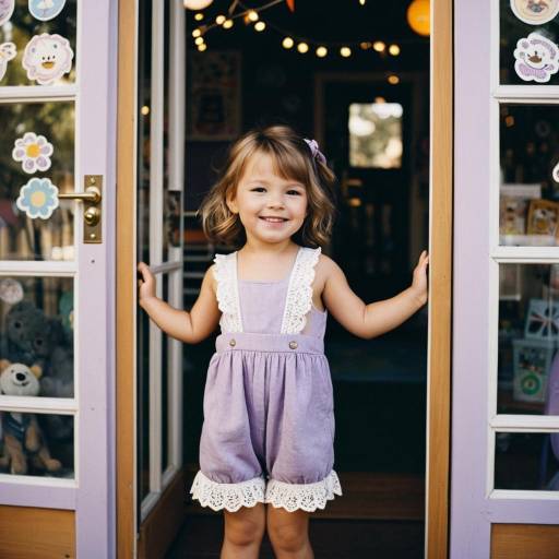 Smiling Toddler Girl in Lavender Romper